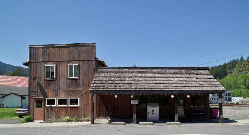 digitized image of You wouldn't guess that this is a public library, but it is, in the little Wenatchee National Forest town of [Skykomish], Washington