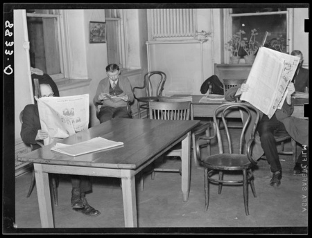digitized image of Newspaper reading room of public library. Omaha, Nebraska