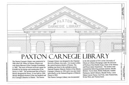 digitized image of Paxton Carnegie Library, 254 South Market Street, Paxton, Ford County, IL