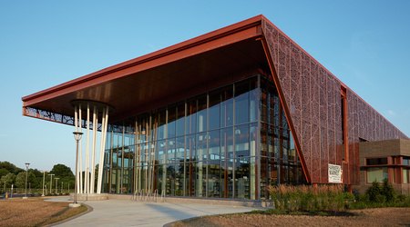 digitized image of The Route 9 Library and Innovation Center in New Castle, Delaware, defines itself as "a community learning and resource hub"