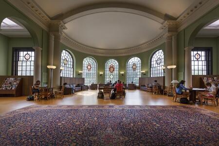 digitized image of Interior of the Hutzler Reading room located in Gilman Hall, on the Johns Hopkins University campus in Baltimore, Maryland