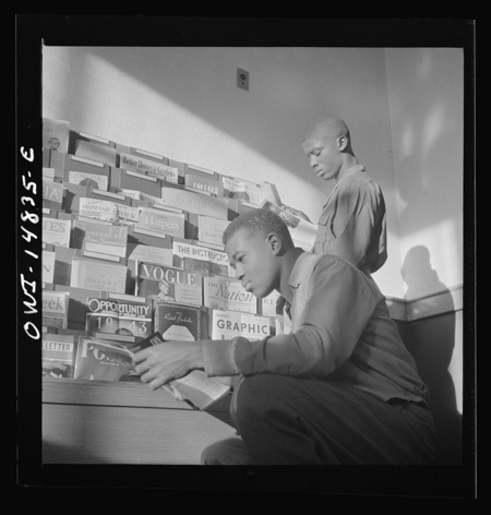 digitized image of Daytona Beach, Florida. Bethune-Cookman College. Students in the library reading room