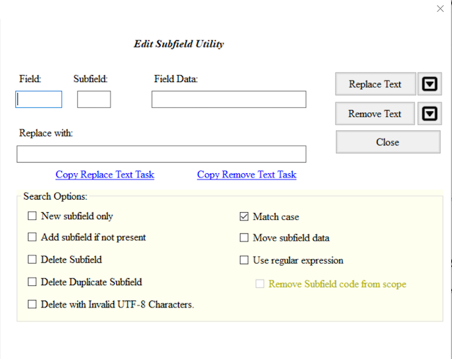 MarcEdit empty edit subfield dialog