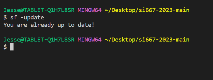 Terminal showing You are already up to date message