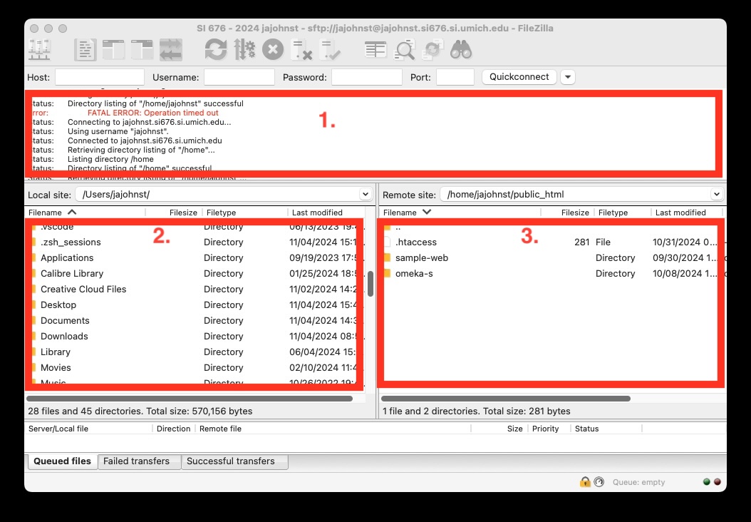 Filezilla client window
